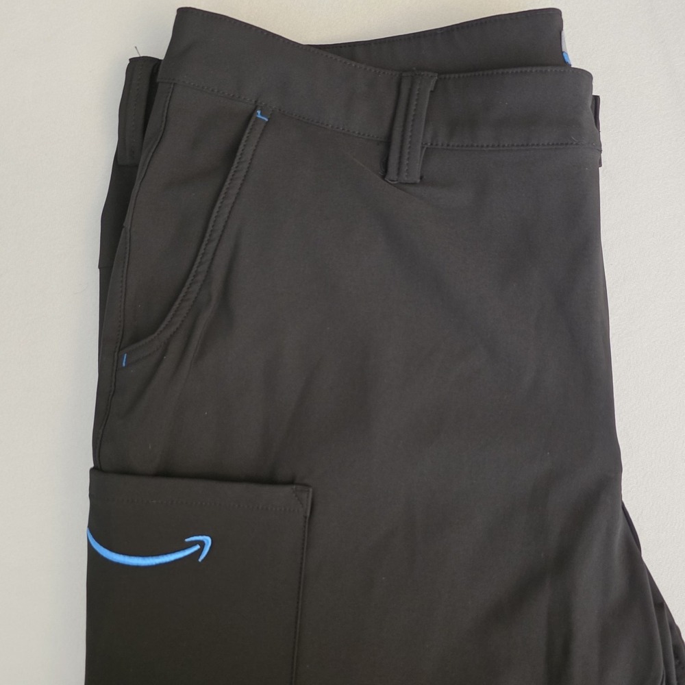 Amazon Luly Yang Men Black Cargo Pants Stretch Slim Straight Leg Sz‎ Large 36X32